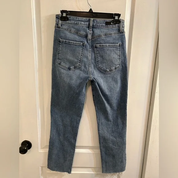 KUT from the Kloth Rosa High-Rise Ankle Straight Medium Wash Raw Hem Denim - Picture 2 of 10